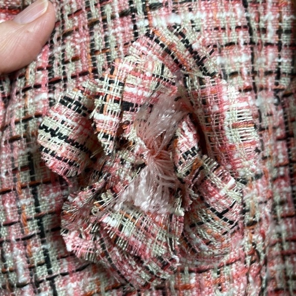 Emma James Pink, White and Black Iconic Parisian Style Plaid Tweed Blazer - Picture 12 of 14